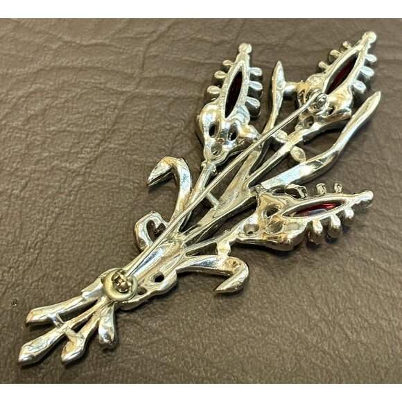 VTG 1941 Signed TRIFARI Krussman Fishel A. Spaney Floral Spray Enamel Brooch Pin - Picture 10 of 12